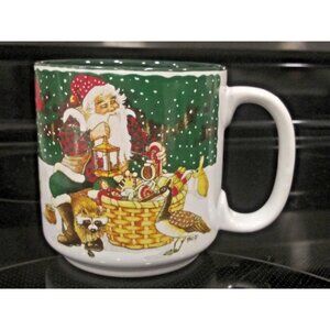 VTG Northwoods C'mas Santa Mug Coffee Cup 1998 Jeanne Beury Potpourri Designs EC
